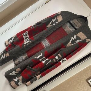 Amazon Women's Geometric Cardigan - Red and Gray